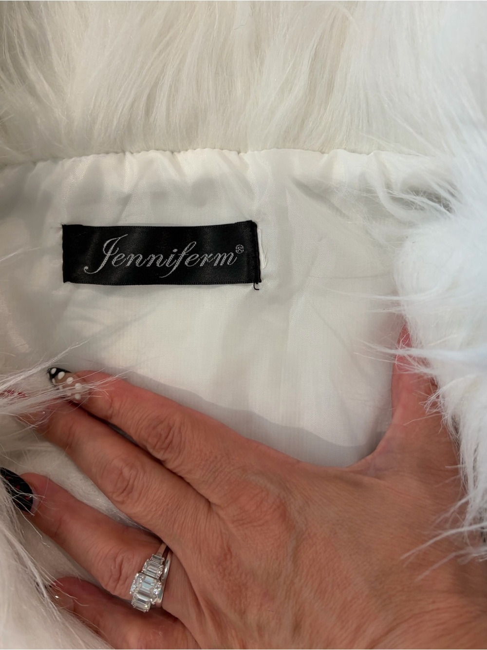 Women’s Faux Fur Coat - Cream Longline Jacket - Picture 2 of 3